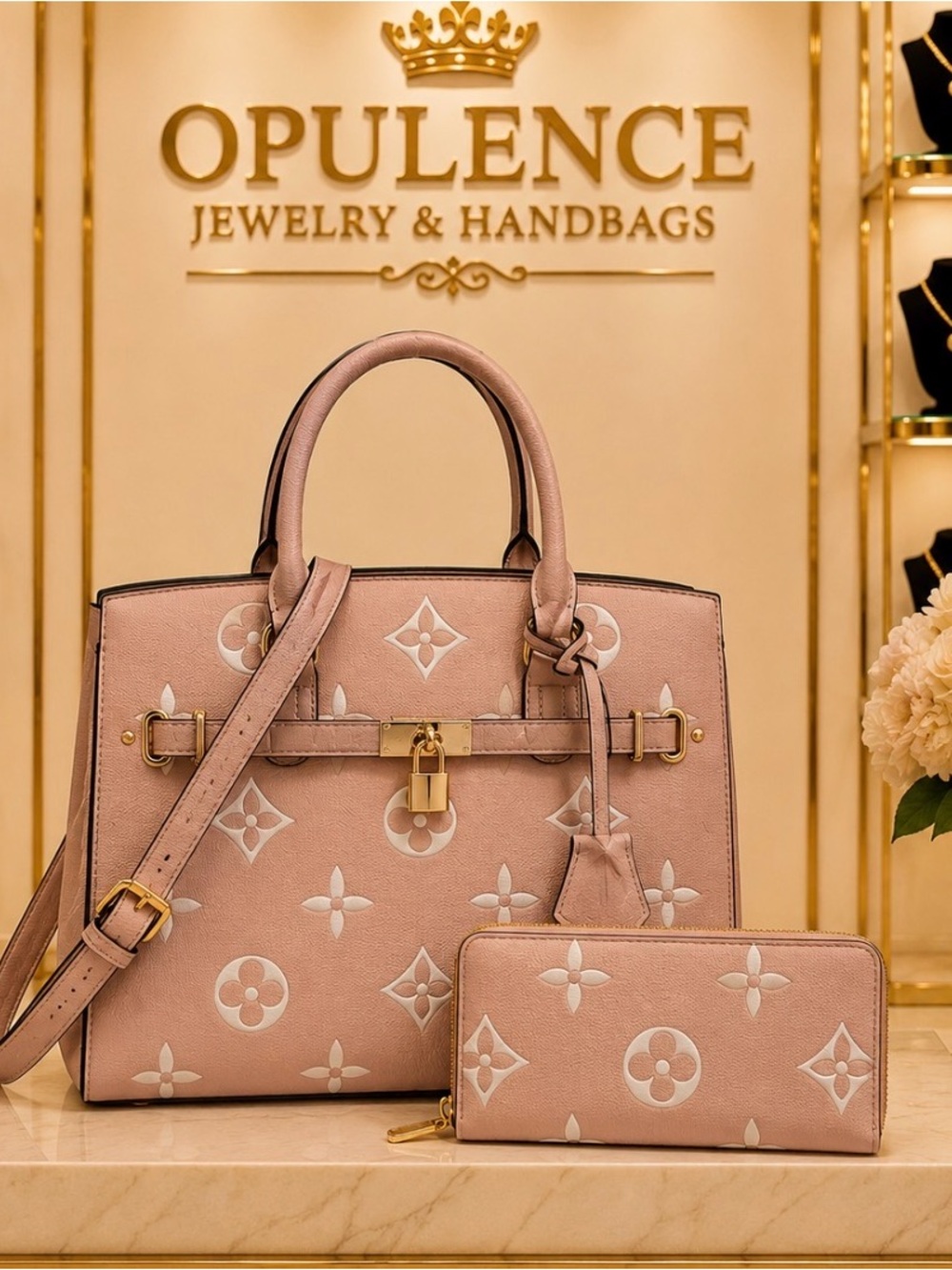 Stylish Pink Tote Handbag with Matching Wallet